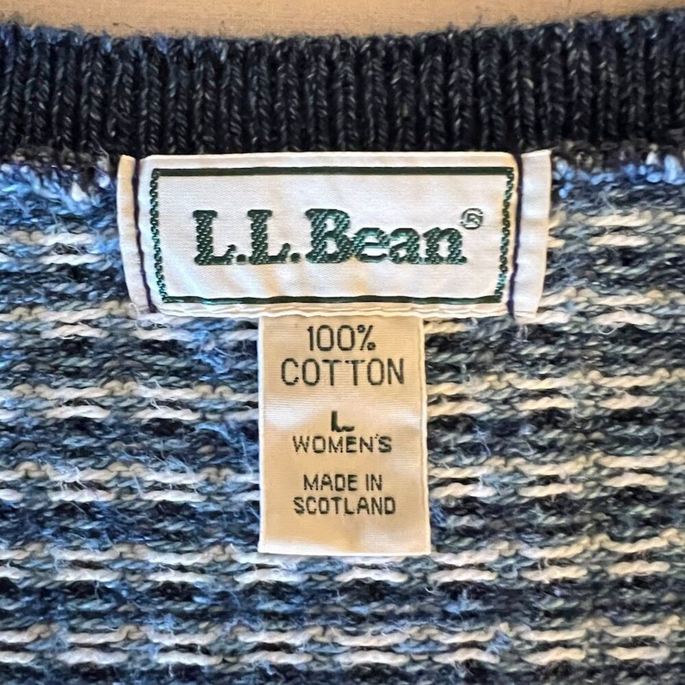 Vintage Women's LL Bean Knit Vest Blue and White Cottage Core, Size L - Picture 2 of 8